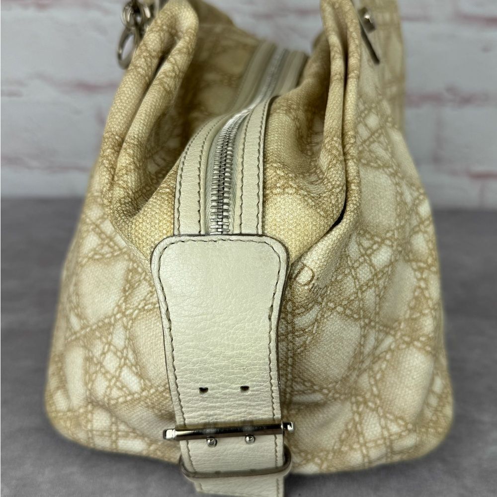 Dior Cream Cherie Cannage Printed Canvas Zip Bag - Picture 4 of 16